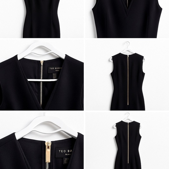 Ted Baker Black V-Neck Midi Dress - Picture 9 of 10